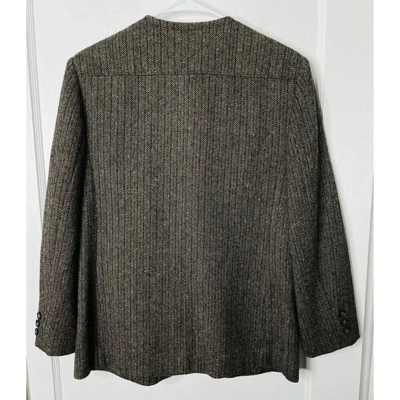 Vtg Pendleton Womens Virgin Wool Blazer Sz M Button Up Brown Herringbone Brown - Picture 3 of 11